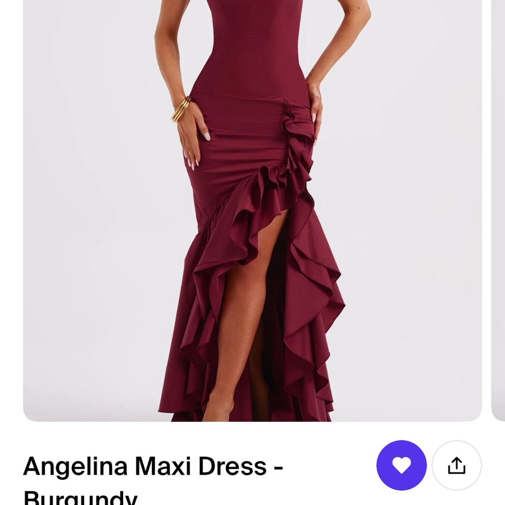 Red Asymmetrical Ruffled Maxi Dress